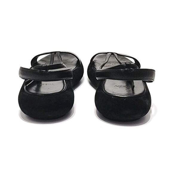 Theory Strappy Sandals Black Leather Size 7 Slingback Platform Comfort Shoes - Picture 8 of 9